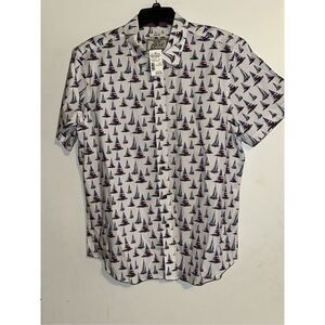 Jos.A.Bank Button up short sleeve sail boats,American flag Men’s size XL Slim Fi